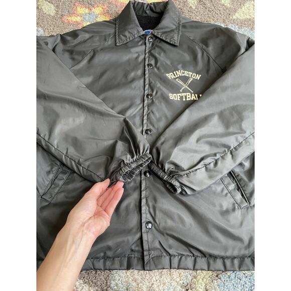 Princeton Softball Champion Jacket Mens Size Small Vintage 80s Coat Snap Button - Picture 4 of 16